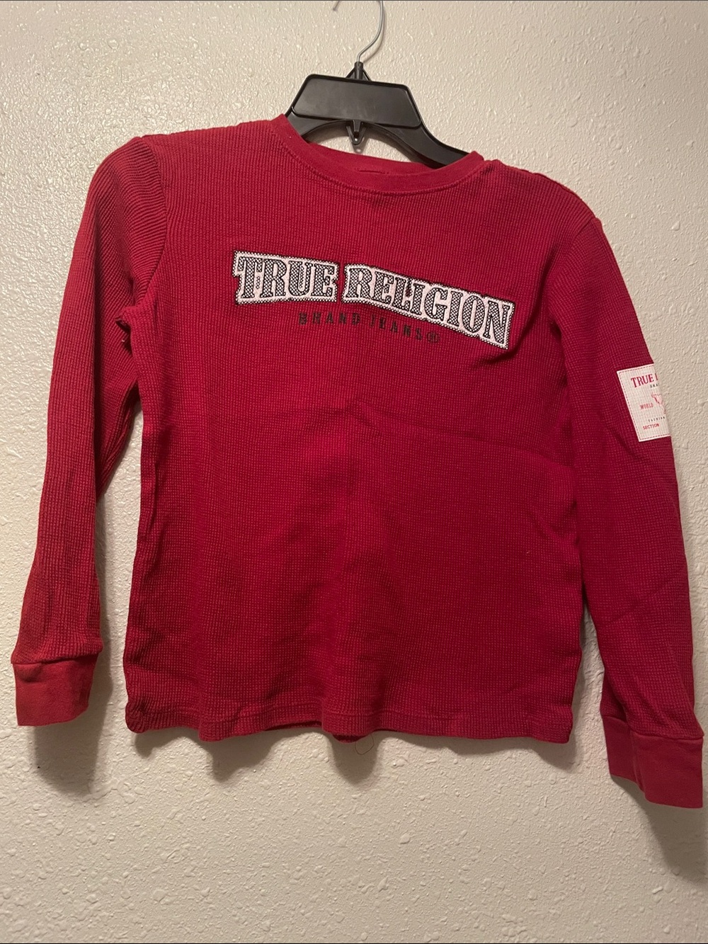 True Religion Red Long-Sleeve Waffle Knit shirt for Kids